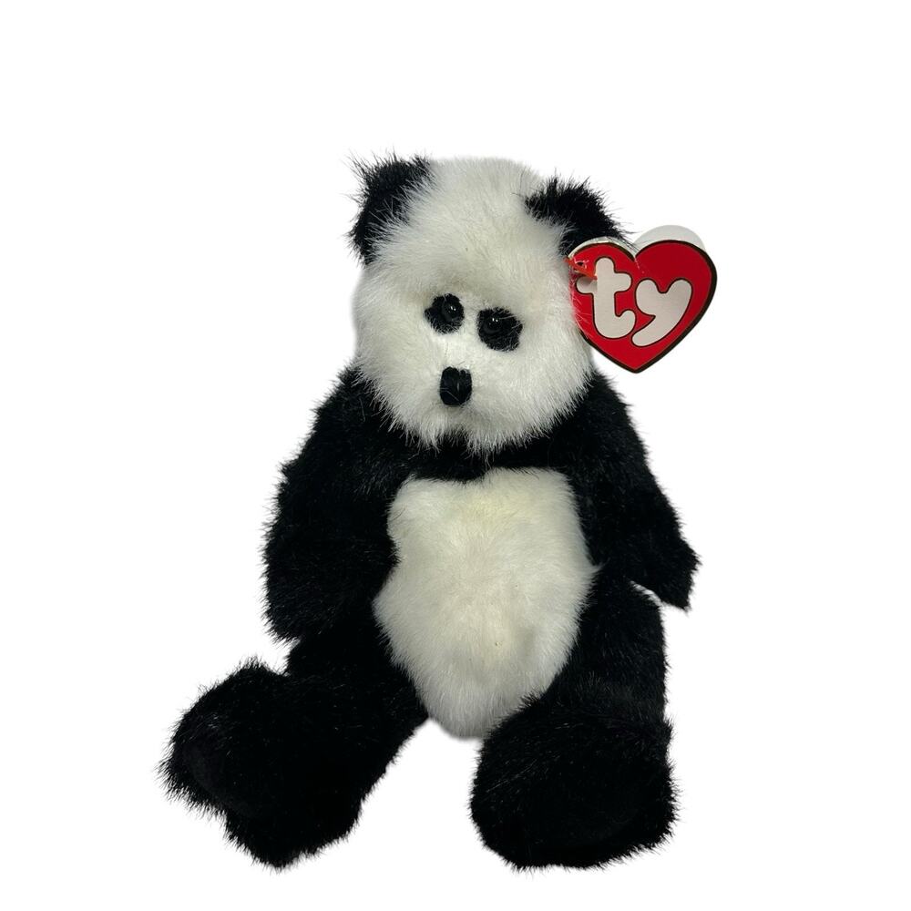 Vtg Ty Beanie Babies Checker The Panda Bear The Attic Treasures Collection 1993